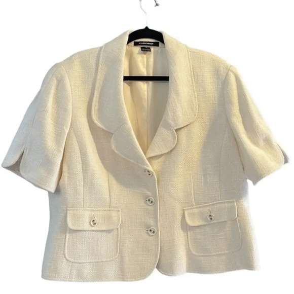 New Off White Ellen Tracy Short Sleeve Jacket Size 18 - Picture 1 of 9